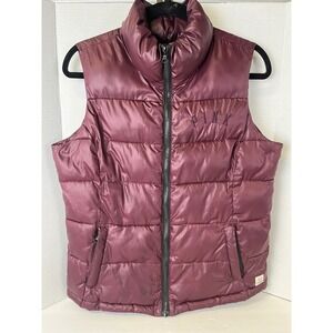 Victoria's Secret PINK Puffer Vest Burgundy Maroon Quilted Zip Up Small